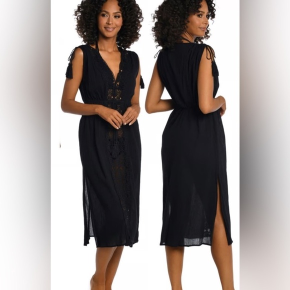 BNWT La Blanca Black Midi Length Swim Coverup size XS $108 - Picture 2 of 8